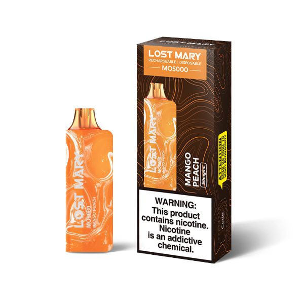 Lost Mary MO5000 5% Recharge Vape 5 Pack 13mL Best Flavor Mango Peach