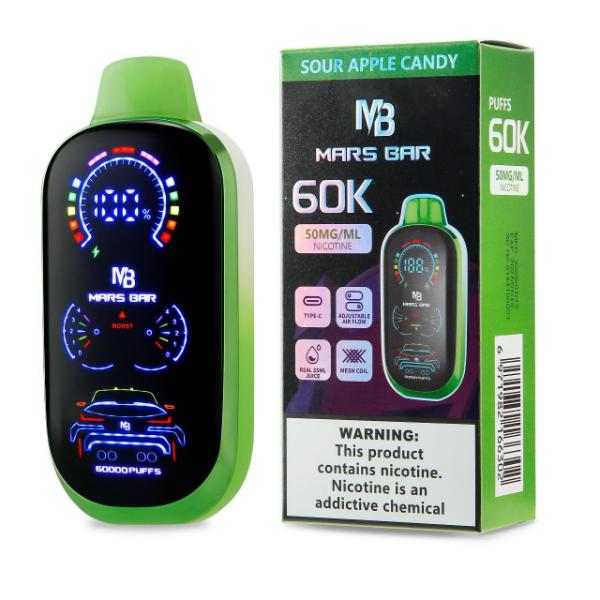 Mars Bar 60K Puff Disposable-Sour Apple Candy-50mg-Single Disposable