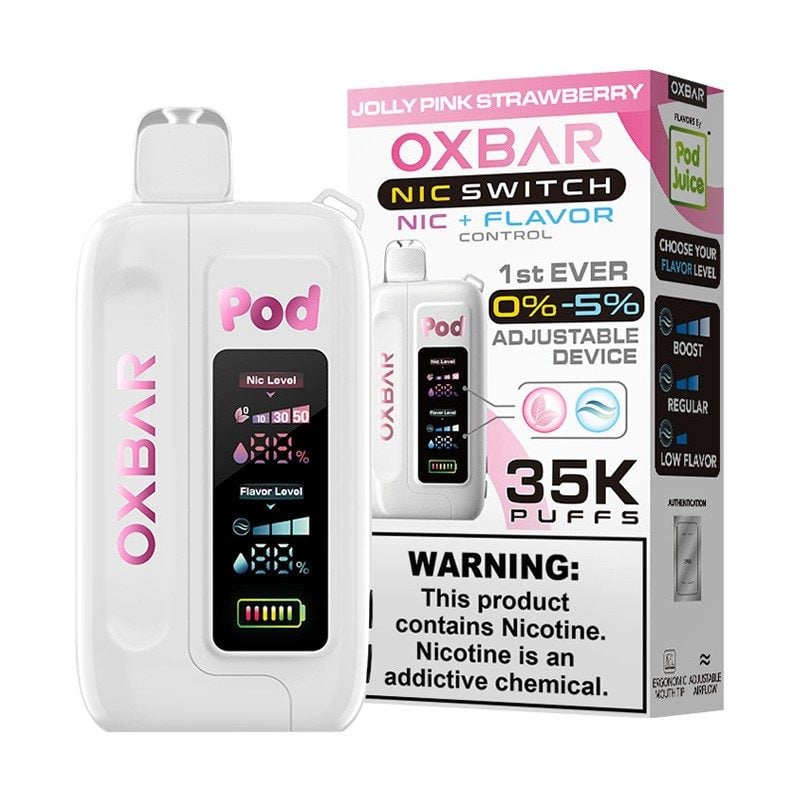 OXBAR Pod Juice NIC Switch 35,000 Puff Disposable Jolly Pink Strawberry