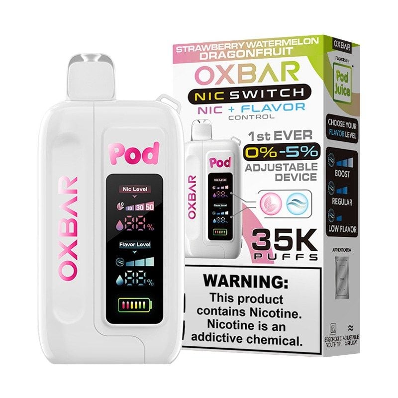 OXBAR Pod Juice NIC Switch 35,000 Puff Disposable Strawberry Watermelon Dragonfruit