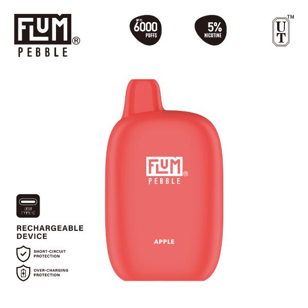 Flum Pebble 6000 Puffs Rechargeable Single Disposable Apple