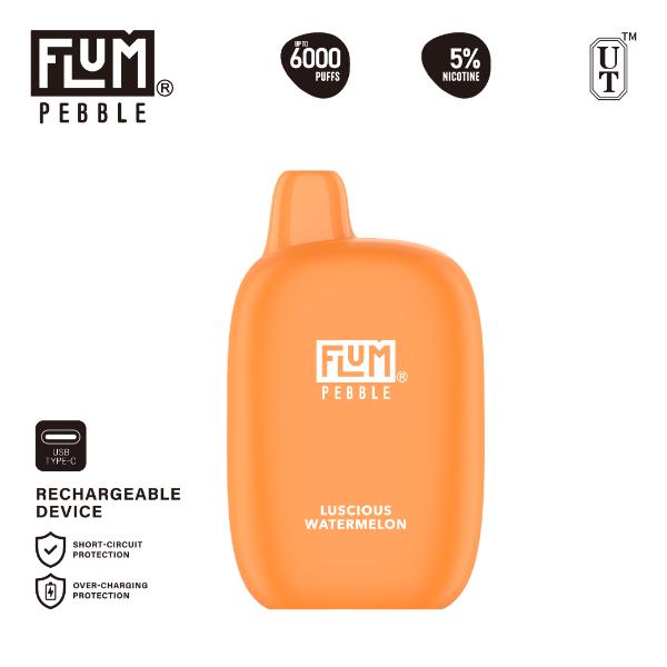 Flum Pebble 6000 Puffs Rechargeable Single Disposable Luscious Watermelon