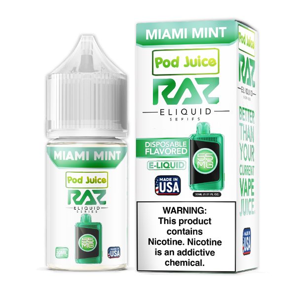 Pod Juice + RAZ Disposables Collab Salt E-Liquid 30mL Miami Mint