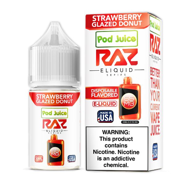 Pod Juice + RAZ Disposables Collab Salt E-Liquid 30mL Strawberry Glazed Donut