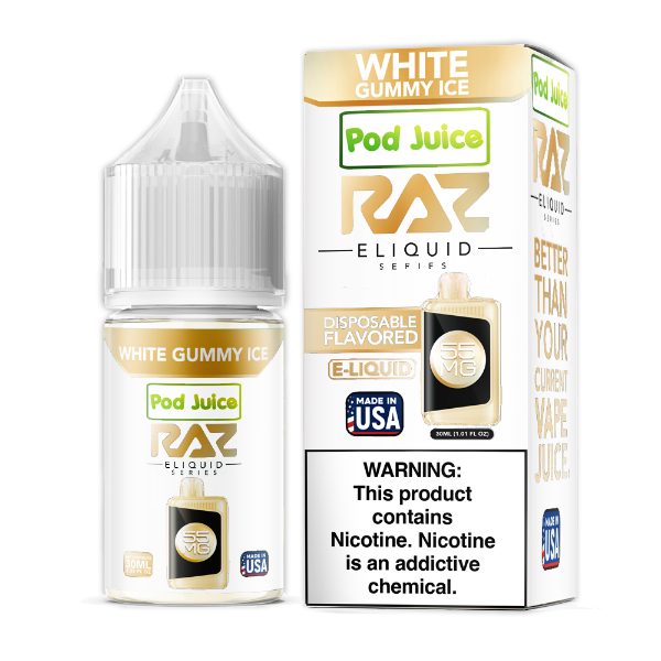 Pod Juice + RAZ Disposables Collab Salt E-Liquid 30mL White Gummy Ice