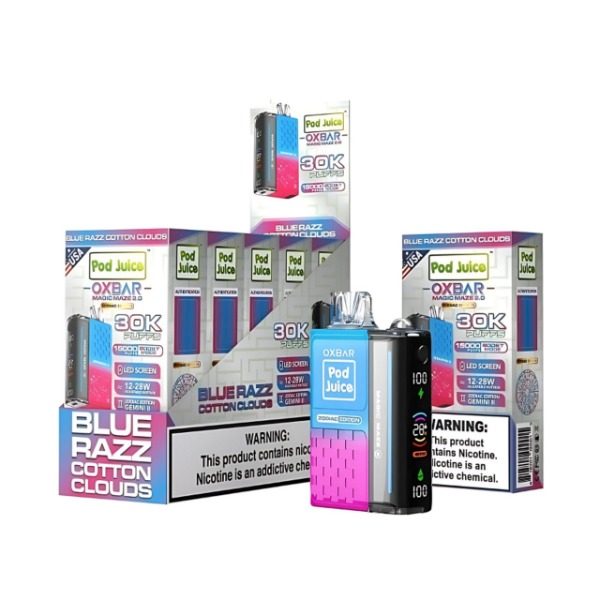 Pod Juice x OXBAR Magic Maze 2 30000 Puffs Rechargeable Disposable - Blue Razz Cotton Clouds
