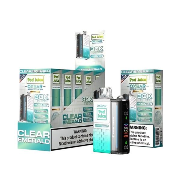 Pod Juice x OXBAR Magic Maze 2 30000 Puffs Rechargeable Disposable - Clear Emerald