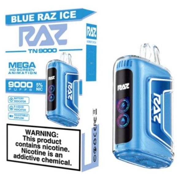 RAZ TN9000 9000 Puffs Disposable Blue Raz Ice Packaiging