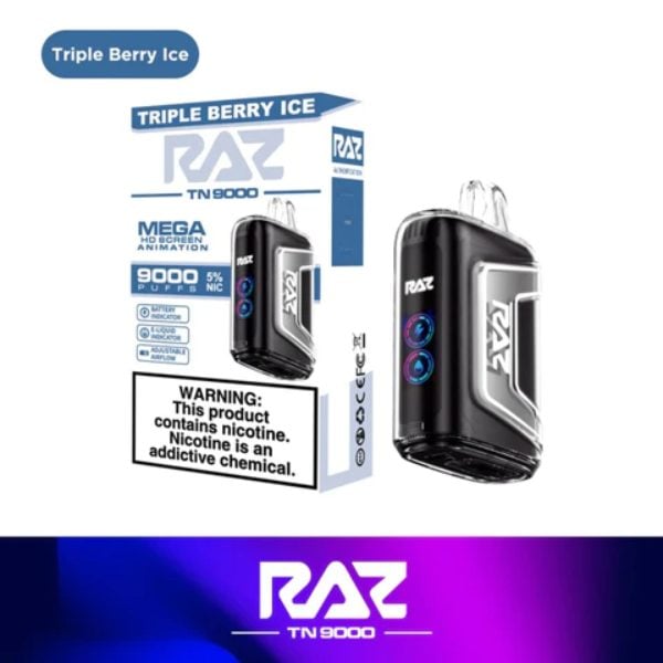 RAZ TN9000 9000 Puffs Disposable Triple Berry Ice Packaging