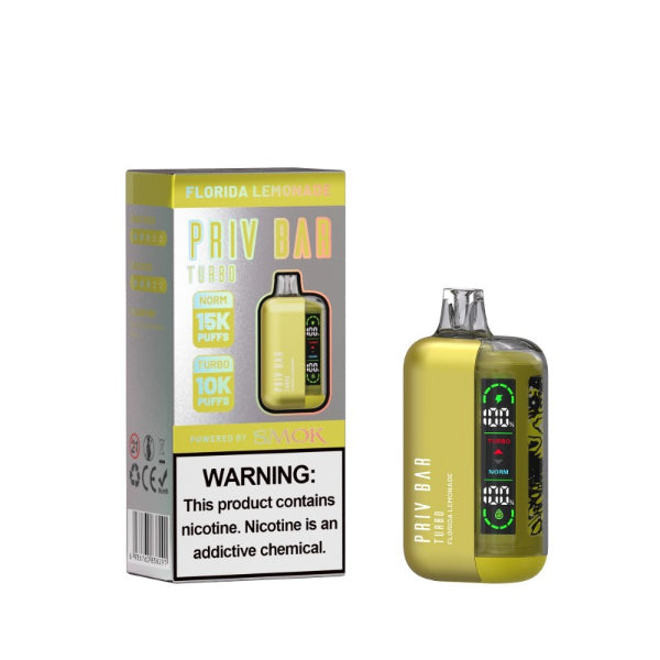 SMOK Priv Bar Turbo 15000 Puffs Disposable Vape 16mL Best Flavor Florida Lemonade