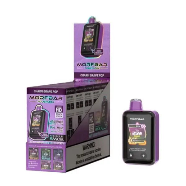 Best Deal SMOK Morf Bar Touch 20k Rechargeable Disposable Vape 5 Pack - Charm Grape Pop