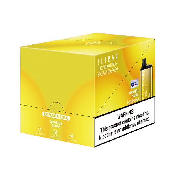 Elf Bar BC5000 Ultra 5000 Puffs Rechargeable Vape Disposable 13mL 10 Pack Best Flavor Orange Soda