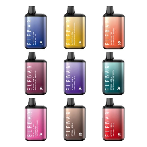 Elf Bar BC5000 Ultra 5000 Puffs Rechargeable Vape Disposable 13mL 10 Pack Best Flavors