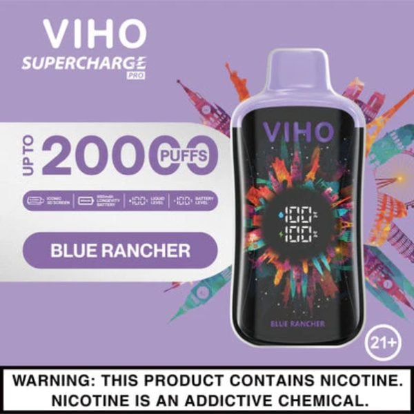 VIHO Supercharge Pro 20,000 Puffs Disposable Blue Rancher