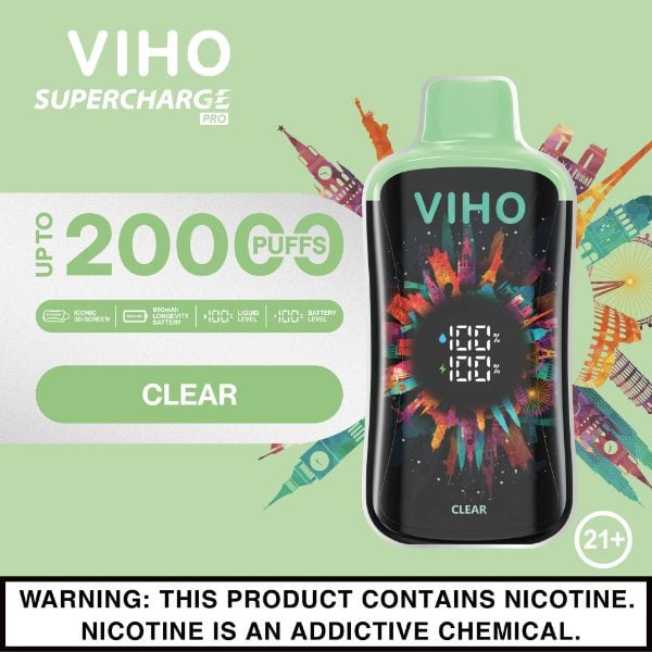 VIHO Supercharge Pro 20,000 Puffs Disposable Clear