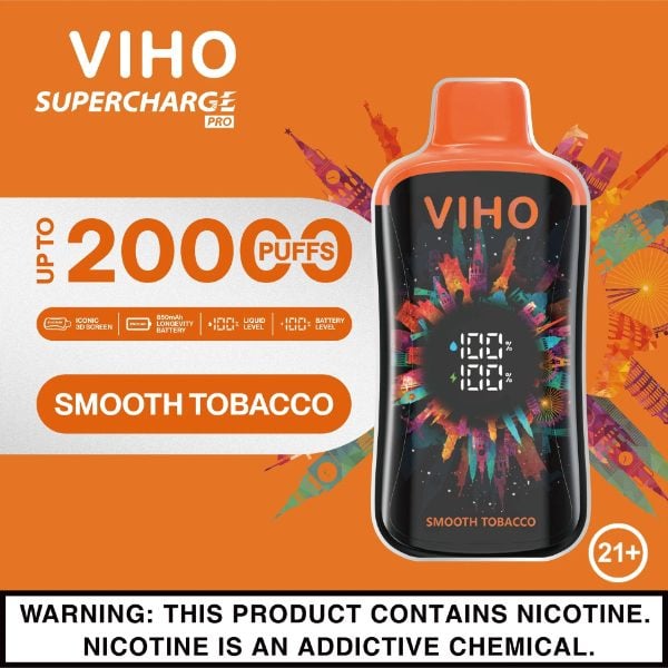 VIHO Supercharge Pro 20,000 Puffs Disposable Smooth Tobacco