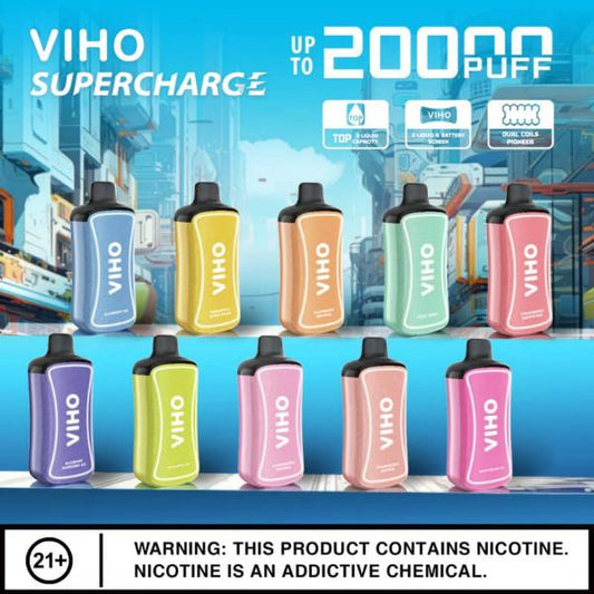 VIHO Supercharge 20,000 Puffs Rechargeable Vape Disposable 21mL Best Flavors