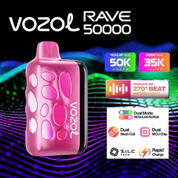 Vozol Rave 50,000 Puffs Disposable - Peach Ice
