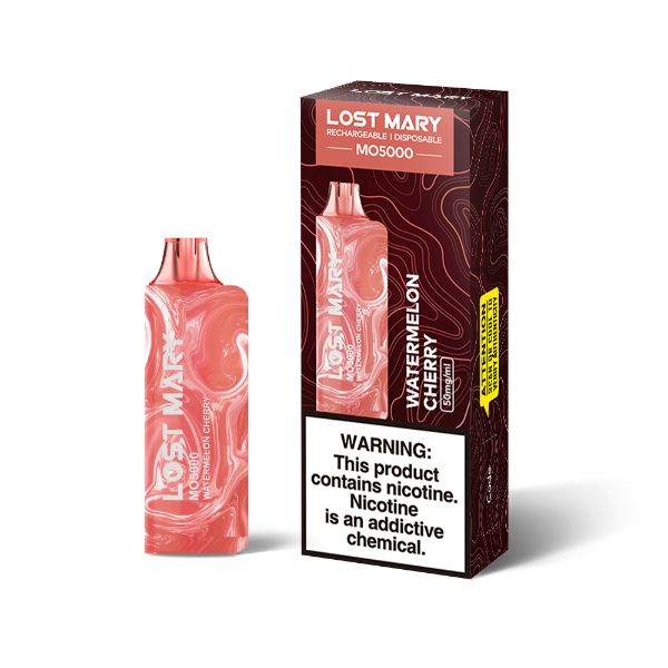 Lost Mary MO5000 5% Recharge Vape 5 Pack 13mL Best Flavor Watermelon Cherry